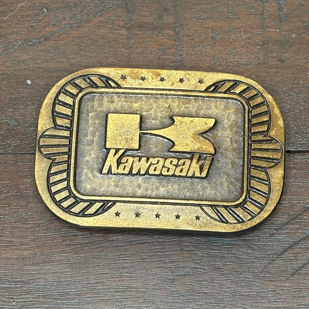 Kawasaki‎ Motorcycles Vintage Brass Belt Buckle - Great Condition